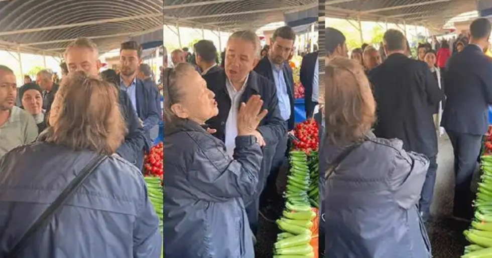 Emekli öğretmen sıkıştırdı, AKP’li vekil adayı kaçar gibi uzaklaştı