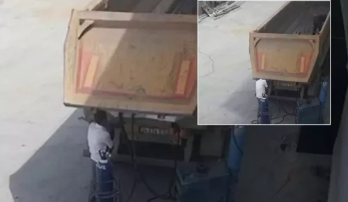 Feci ölüm kamerada: Damper kapağı başına çarptı, Mevlüt Şafak hayatını kaybetti